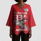 Tuskegee Red Tails Airmen Kimono Sleeve Blouse P-51 Mustang 332nd Fighter Group - Red