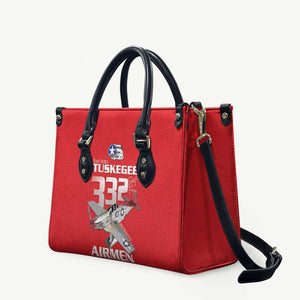 Tuskegee Red Tails Airmen Leather Bag P-51 Mustang 332nd Fighter Group - Red