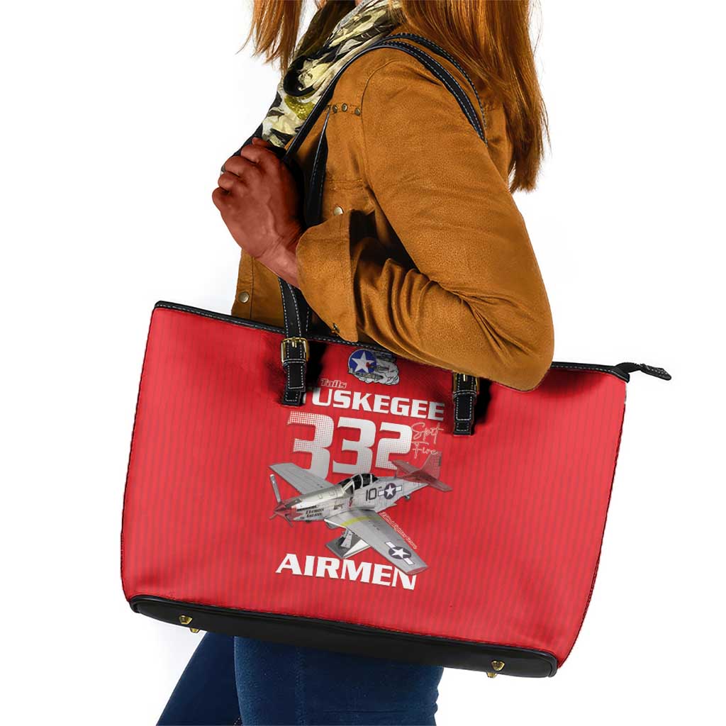 Tuskegee Red Tails Airmen Leather Tote Bag 332nd Fighter Group - Red - African Pride