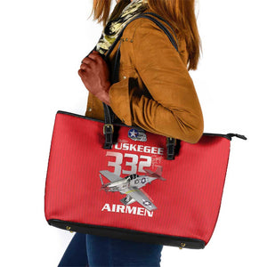 Tuskegee Red Tails Airmen Leather Tote Bag 332nd Fighter Group - Red - African Pride