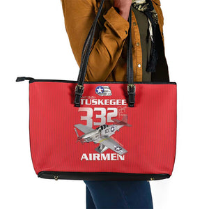 Tuskegee Red Tails Airmen Leather Tote Bag 332nd Fighter Group - Red - African Pride
