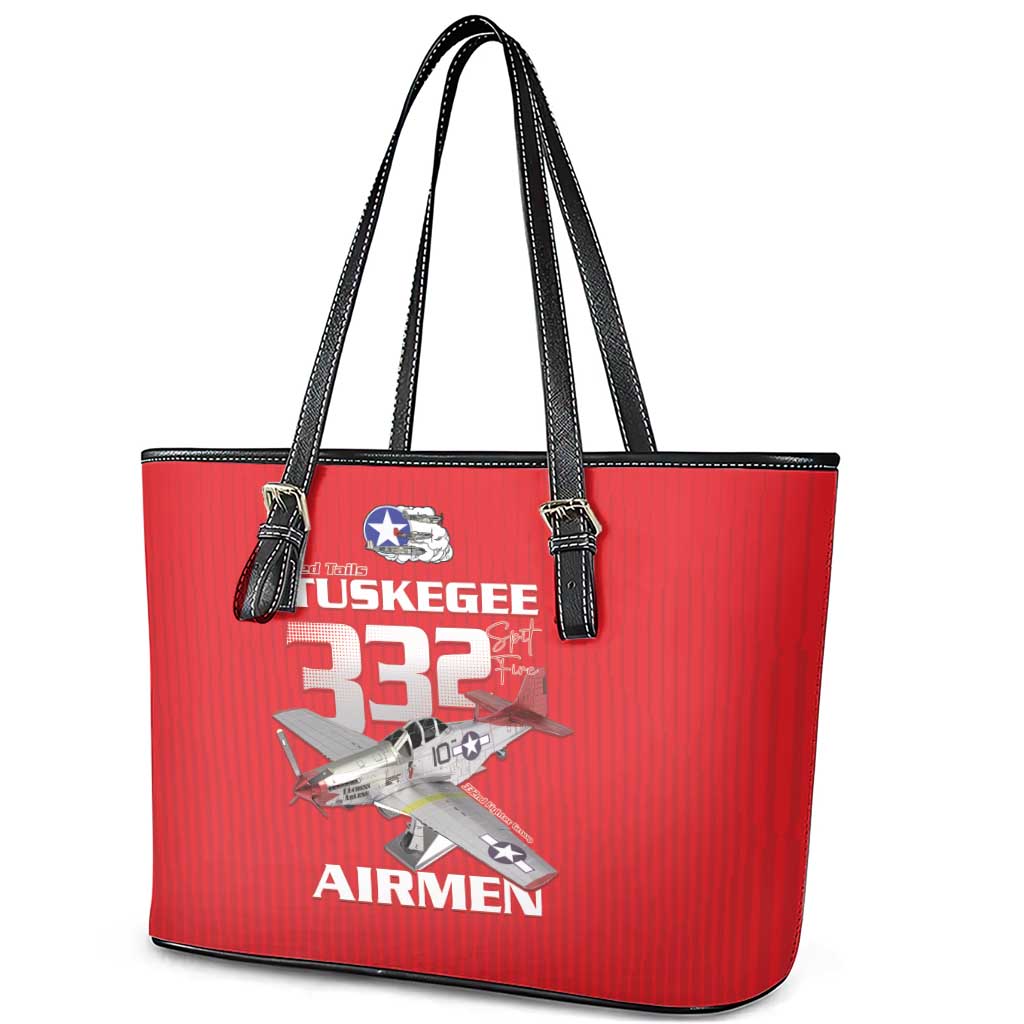 Tuskegee Red Tails Airmen Leather Tote Bag 332nd Fighter Group - Red - African Pride
