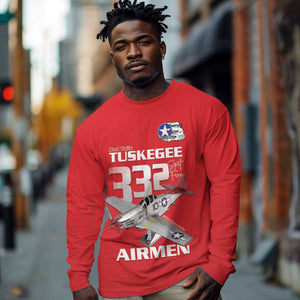 Tuskegee Red Tails Airmen Long Sleeve Shirt 332nd Fighter Group - Red - African Pride