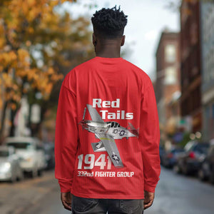Tuskegee Red Tails Airmen Long Sleeve Shirt 332nd Fighter Group - Red - African Pride