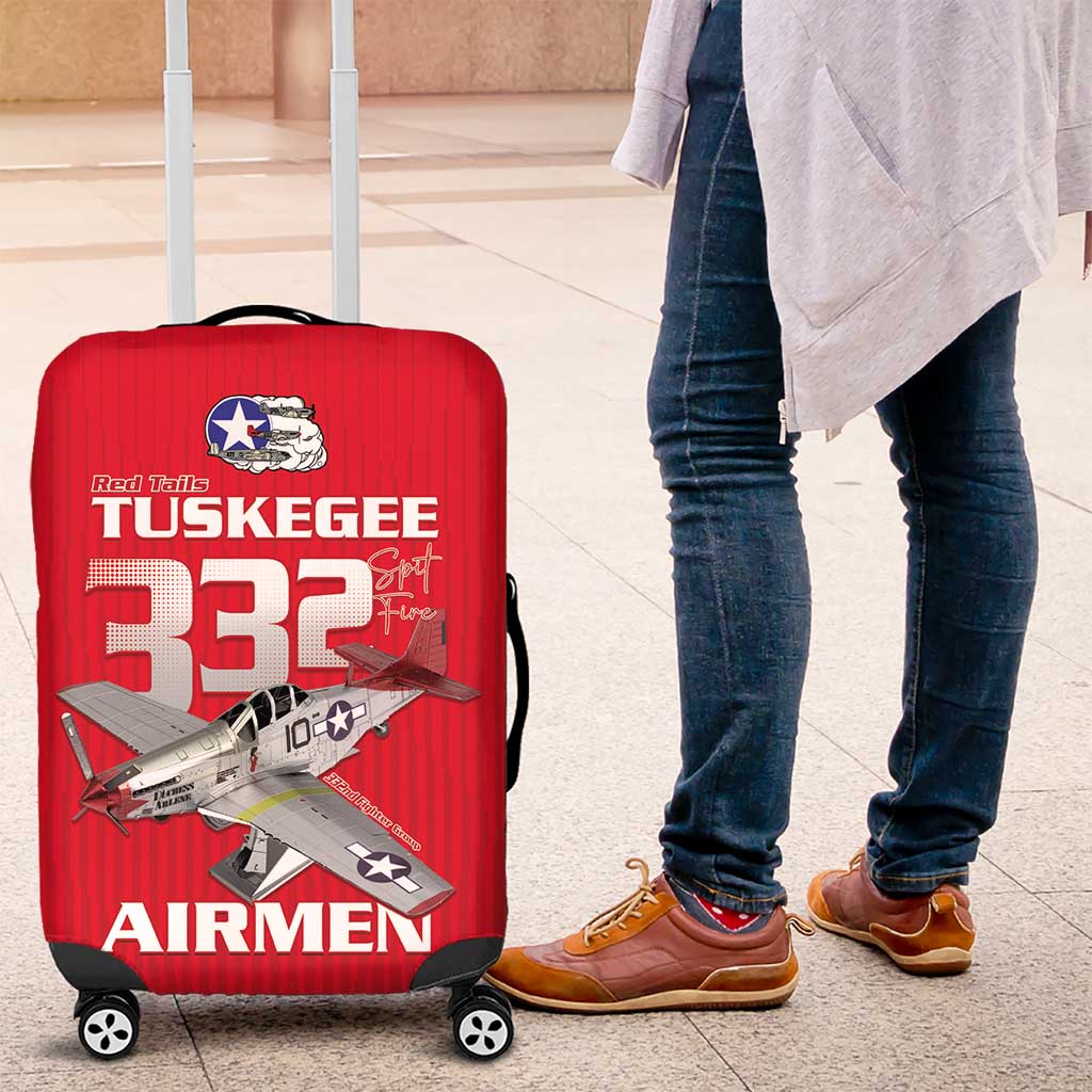 Tuskegee Red Tails Airmen Luggage Cover 332nd Fighter Group - Red - African Pride