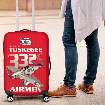 Tuskegee Red Tails Airmen Luggage Cover 332nd Fighter Group - Red - African Pride