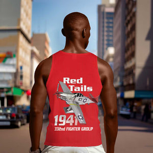 Tuskegee Red Tails Airmen Men Tank Top 332nd Fighter Group - Red - African Pride