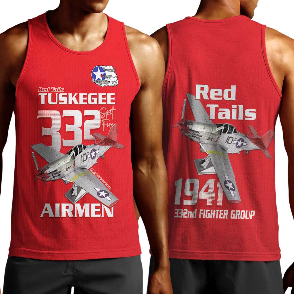 Tuskegee Red Tails Airmen Men Tank Top 332nd Fighter Group - Red - African Pride