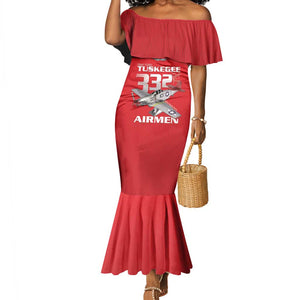 Tuskegee Red Tails Airmen Mermaid Dress 332nd Fighter Group - Red - African Pride
