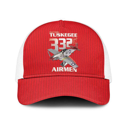 Tuskegee Red Tails Airmen Mesh Trucker Cap 332nd Fighter Group - Red - African Pride