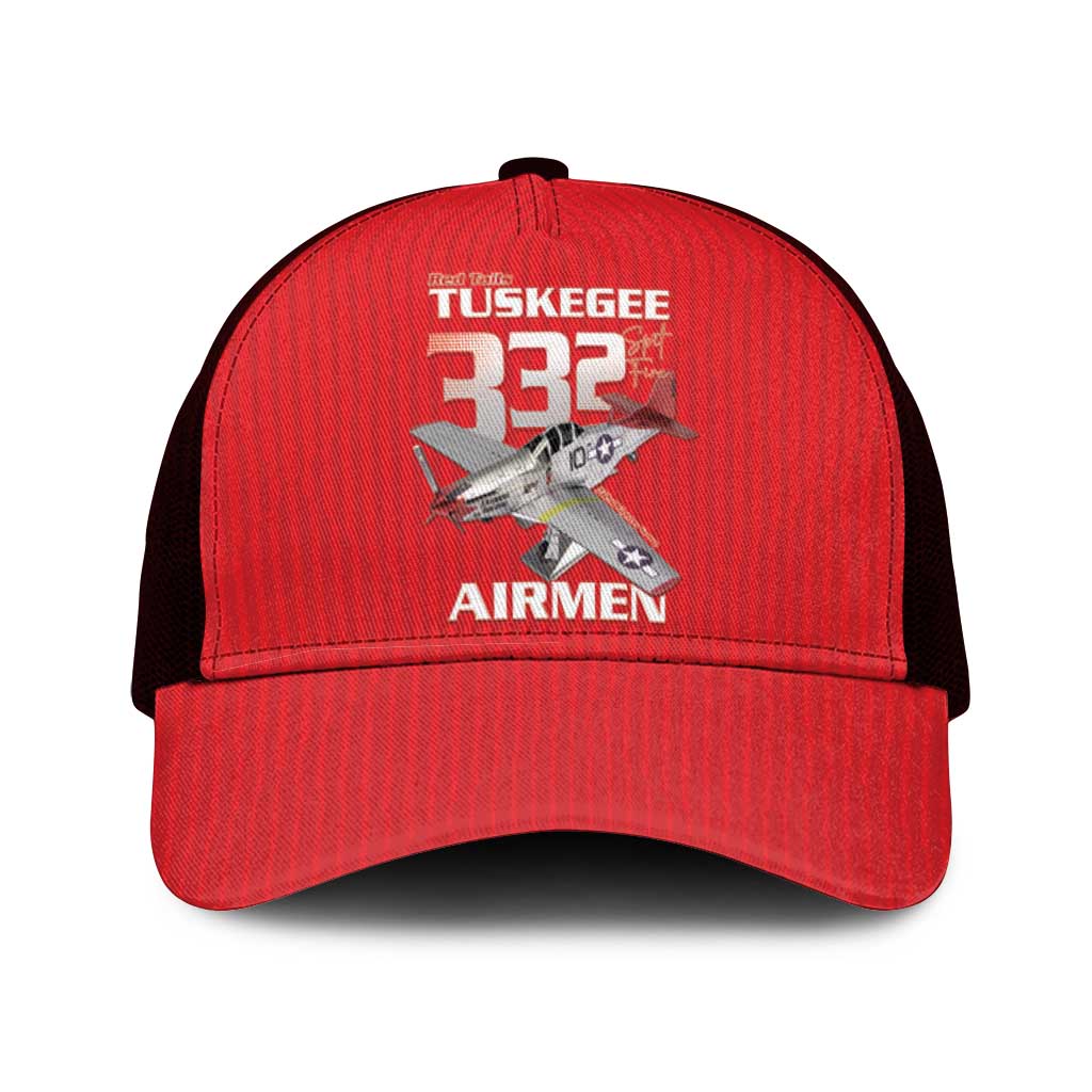 Tuskegee Red Tails Airmen Mesh Trucker Cap 332nd Fighter Group - Red - African Pride