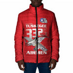 Tuskegee Red Tails Airmen Padded Jacket P-51 Mustang 332nd Fighter Group - Red