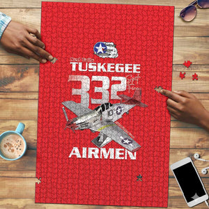Tuskegee Red Tails Airmen Puzzle P-51 Mustang 332nd Fighter Group - Red