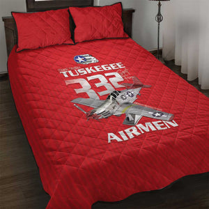 Tuskegee Red Tails Airmen Quilt Bed Set 332nd Fighter Group - Red - African Pride