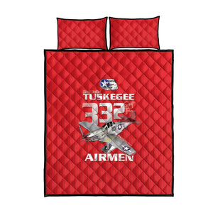 Tuskegee Red Tails Airmen Quilt Bed Set 332nd Fighter Group - Red - African Pride