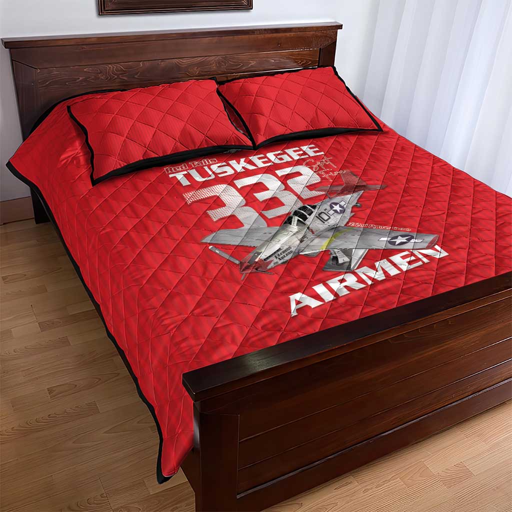 Tuskegee Red Tails Airmen Quilt Bed Set 332nd Fighter Group - Red - African Pride