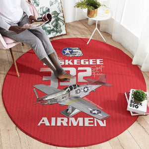 Tuskegee Red Tails Airmen Round Carpet 332nd Fighter Group - Red - African Pride