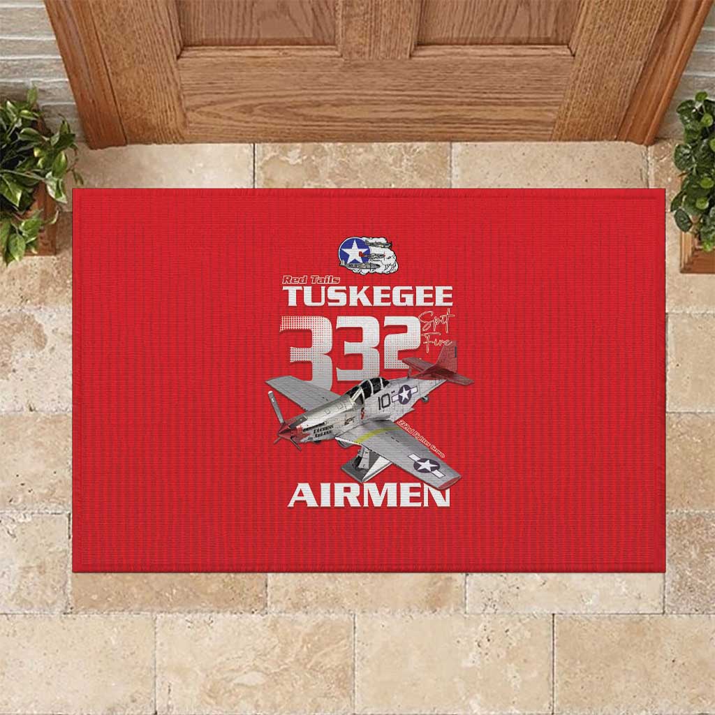 Tuskegee Red Tails Airmen Rubber Doormat 332nd Fighter Group - Red - African Pride