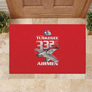 Tuskegee Red Tails Airmen Rubber Doormat 332nd Fighter Group - Red - African Pride