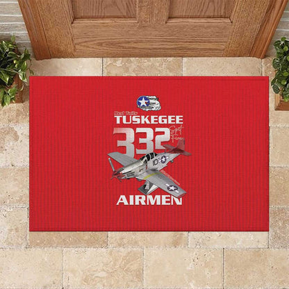 Tuskegee Red Tails Airmen Rubber Doormat 332nd Fighter Group - Red - African Pride