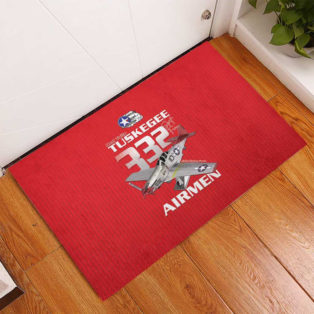 Tuskegee Red Tails Airmen Rubber Doormat 332nd Fighter Group - Red - African Pride