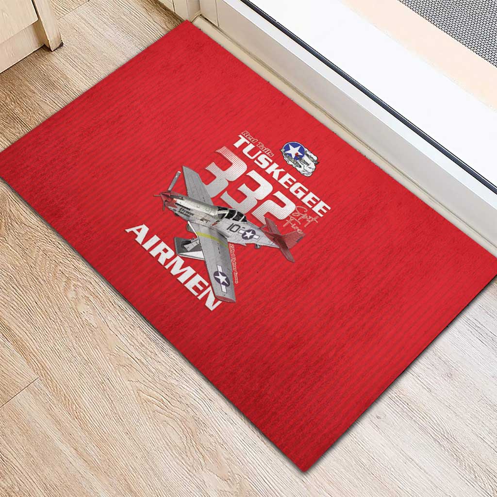 Tuskegee Red Tails Airmen Rubber Doormat 332nd Fighter Group - Red - African Pride