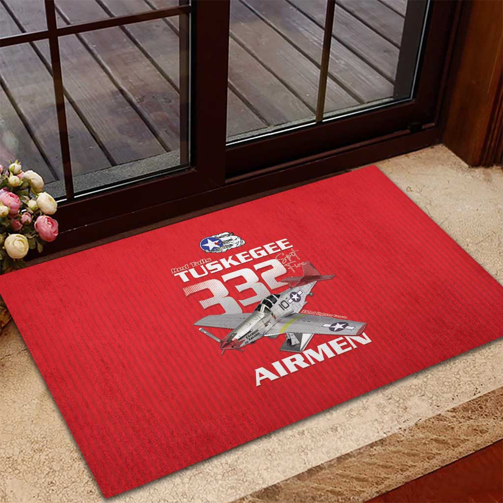 Tuskegee Red Tails Airmen Rubber Doormat 332nd Fighter Group - Red - African Pride