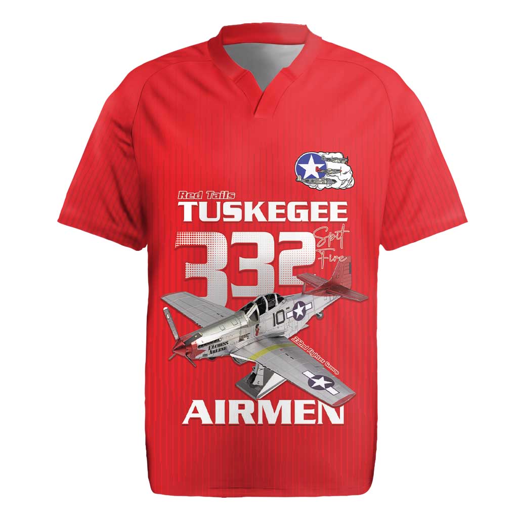 Tuskegee Red Tails Airmen Rugby Jersey 332nd Fighter Group - Red - African Pride
