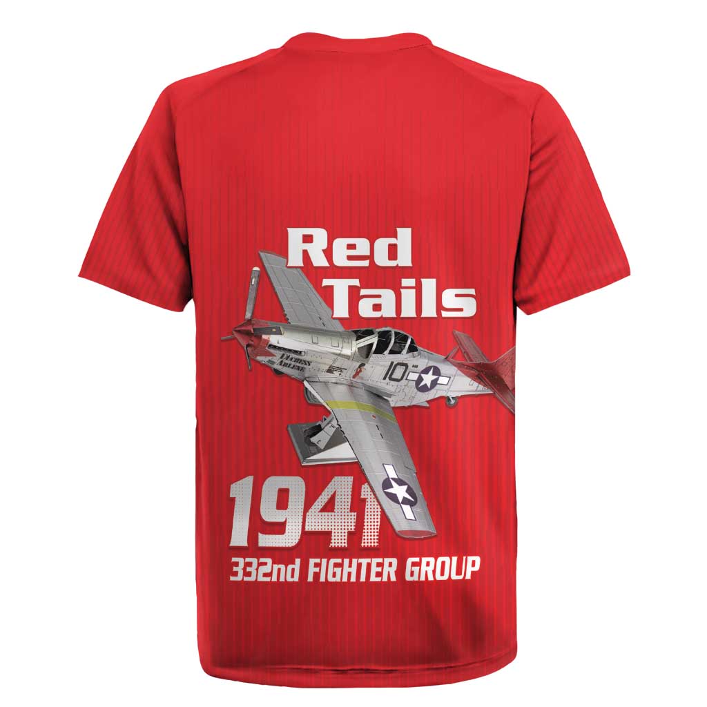 Tuskegee Red Tails Airmen Rugby Jersey 332nd Fighter Group - Red - African Pride