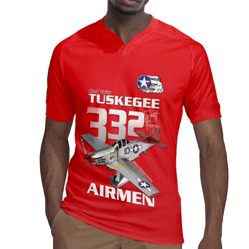 Tuskegee Red Tails Airmen Rugby Jersey 332nd Fighter Group - Red - African Pride