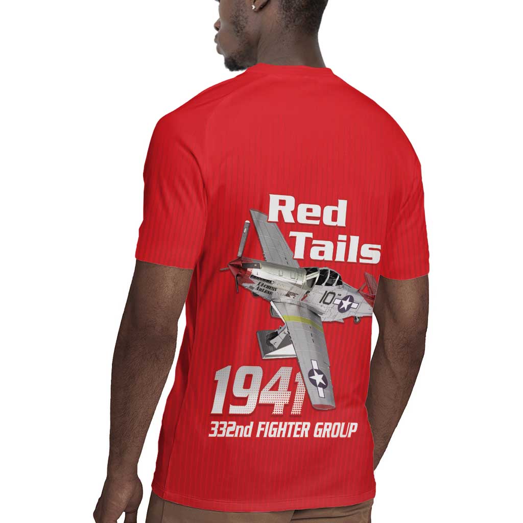 Tuskegee Red Tails Airmen Rugby Jersey 332nd Fighter Group - Red - African Pride