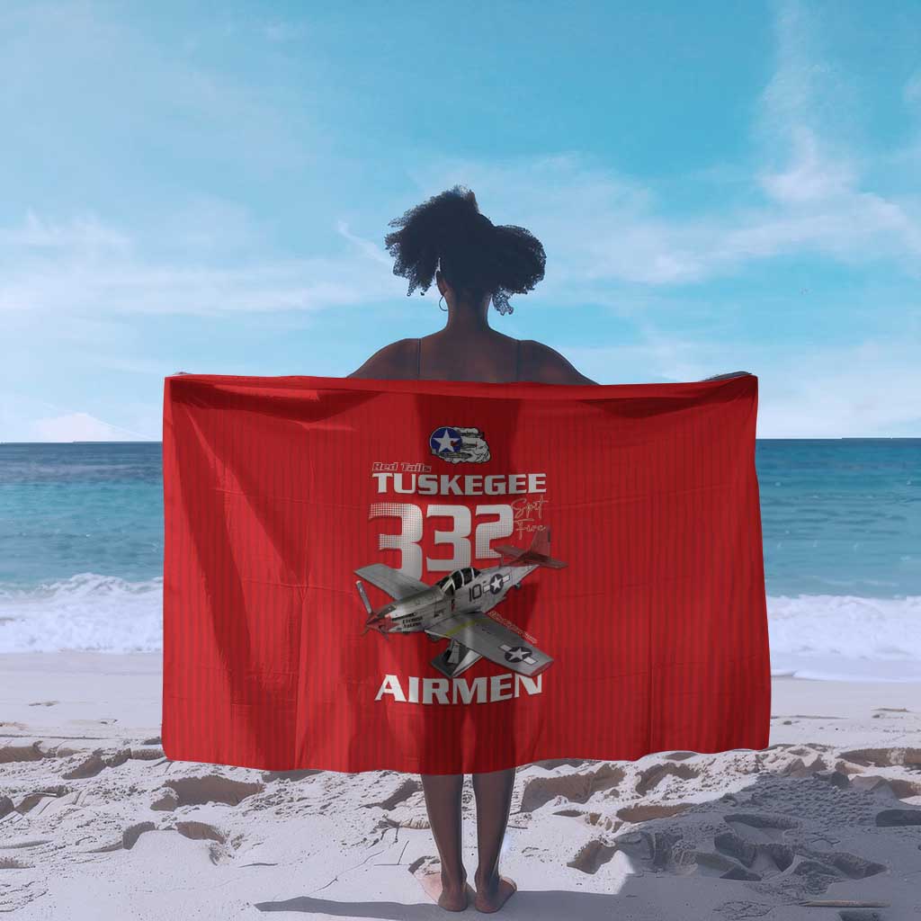 Tuskegee Red Tails Airmen Sarong 332nd Fighter Group - Red - African Pride