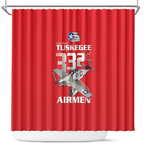 Tuskegee Red Tails Airmen Shower Curtain 332nd Fighter Group - Red - African Pride