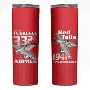 Tuskegee Red Tails Airmen Skinny Tumbler 332nd Fighter Group - Red - African Pride
