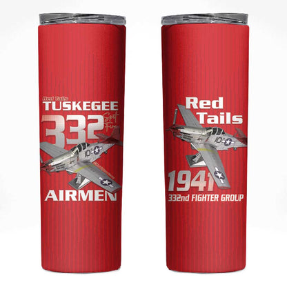 Tuskegee Red Tails Airmen Skinny Tumbler 332nd Fighter Group - Red - African Pride