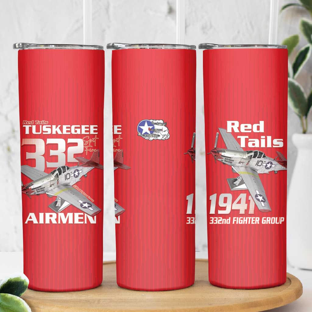 Tuskegee Red Tails Airmen Skinny Tumbler 332nd Fighter Group - Red - African Pride