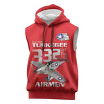 Tuskegee Red Tails Airmen Sleeveless Hoodie 332nd Fighter Group - Red - African Pride