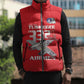 Tuskegee Red Tails Airmen Sleeveless Puffer Jacket P-51 Mustang 332nd Fighter Group - Red