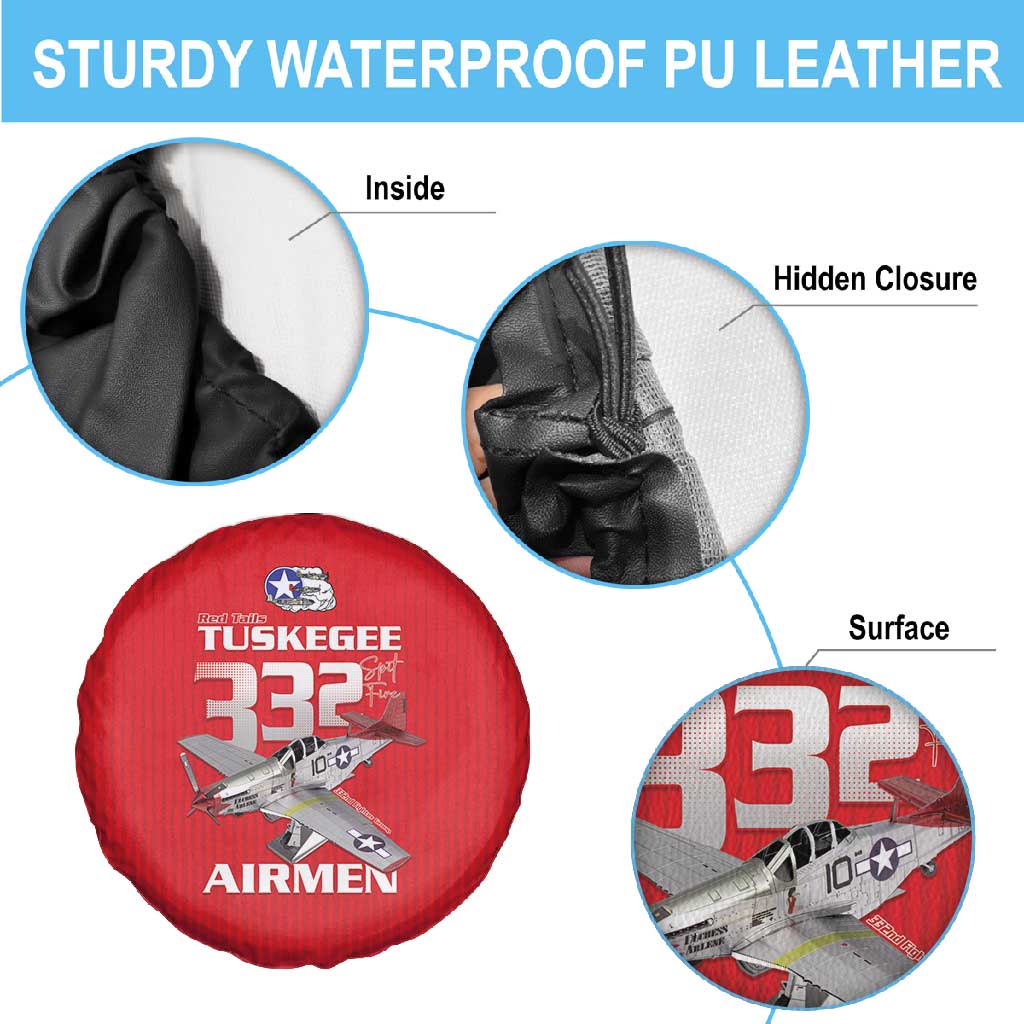Tuskegee Red Tails Airmen Spare Tire Cover 332nd Fighter Group - Red - African Pride