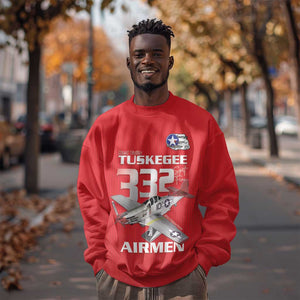 Tuskegee Red Tails Airmen Sweatshirt 332nd Fighter Group - Red - African Pride