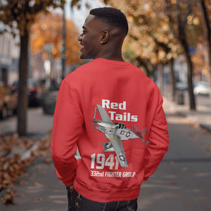 Tuskegee Red Tails Airmen Sweatshirt 332nd Fighter Group - Red - African Pride