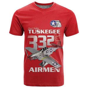 Tuskegee Red Tails Airmen T shirt 332nd Fighter Group - Red - African Pride