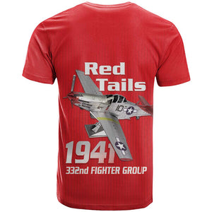 Tuskegee Red Tails Airmen T shirt 332nd Fighter Group - Red - African Pride