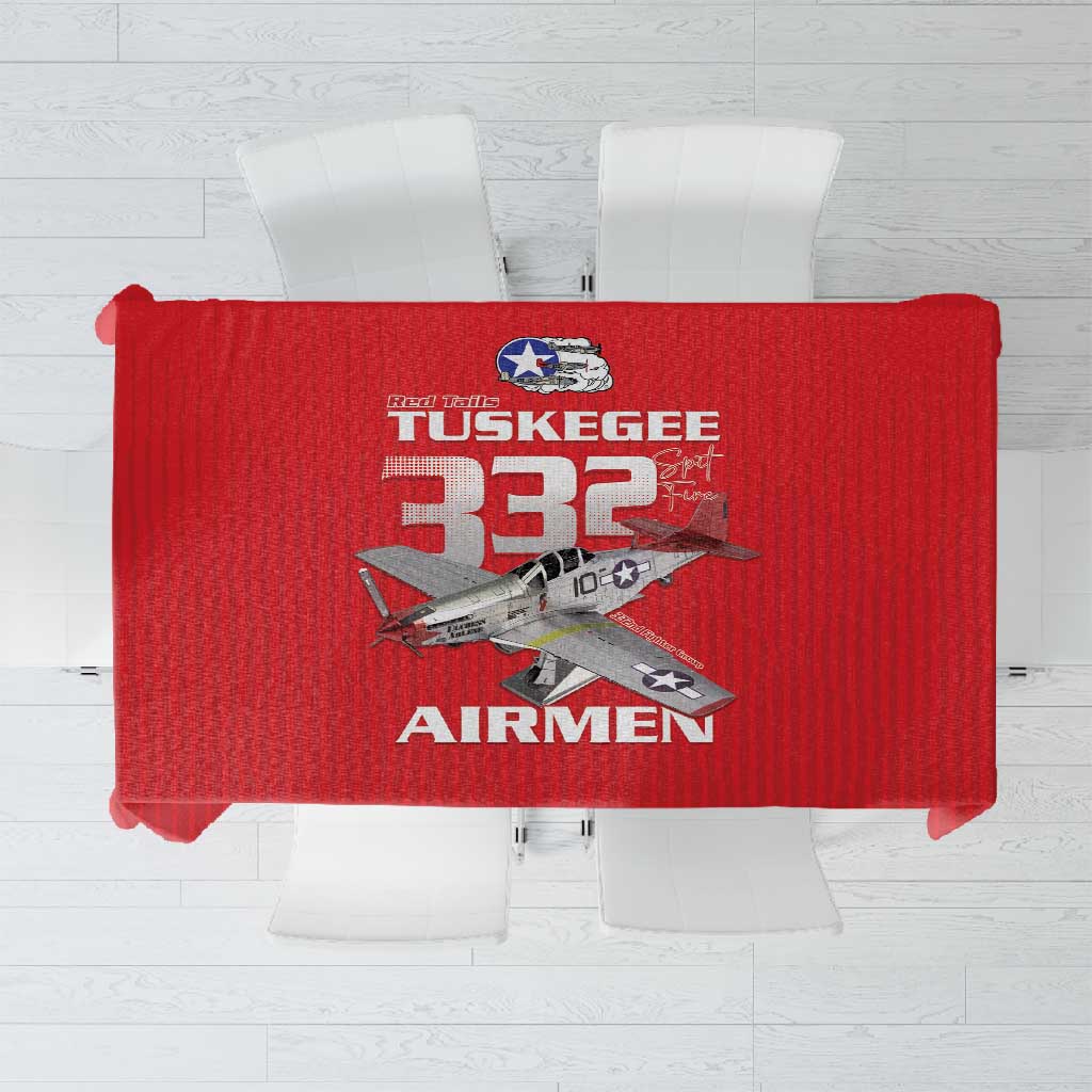 Tuskegee Red Tails Airmen Tablecloth 332nd Fighter Group - Red - African Pride