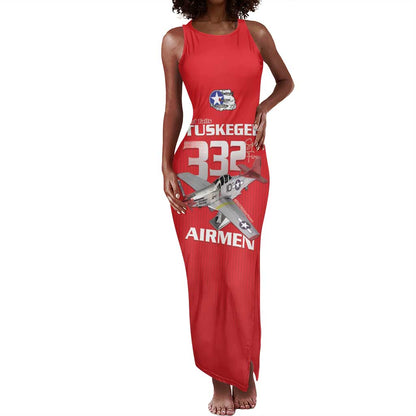 Tuskegee Red Tails Airmen Tank Maxi Dress 332nd Fighter Group - Red - African Pride