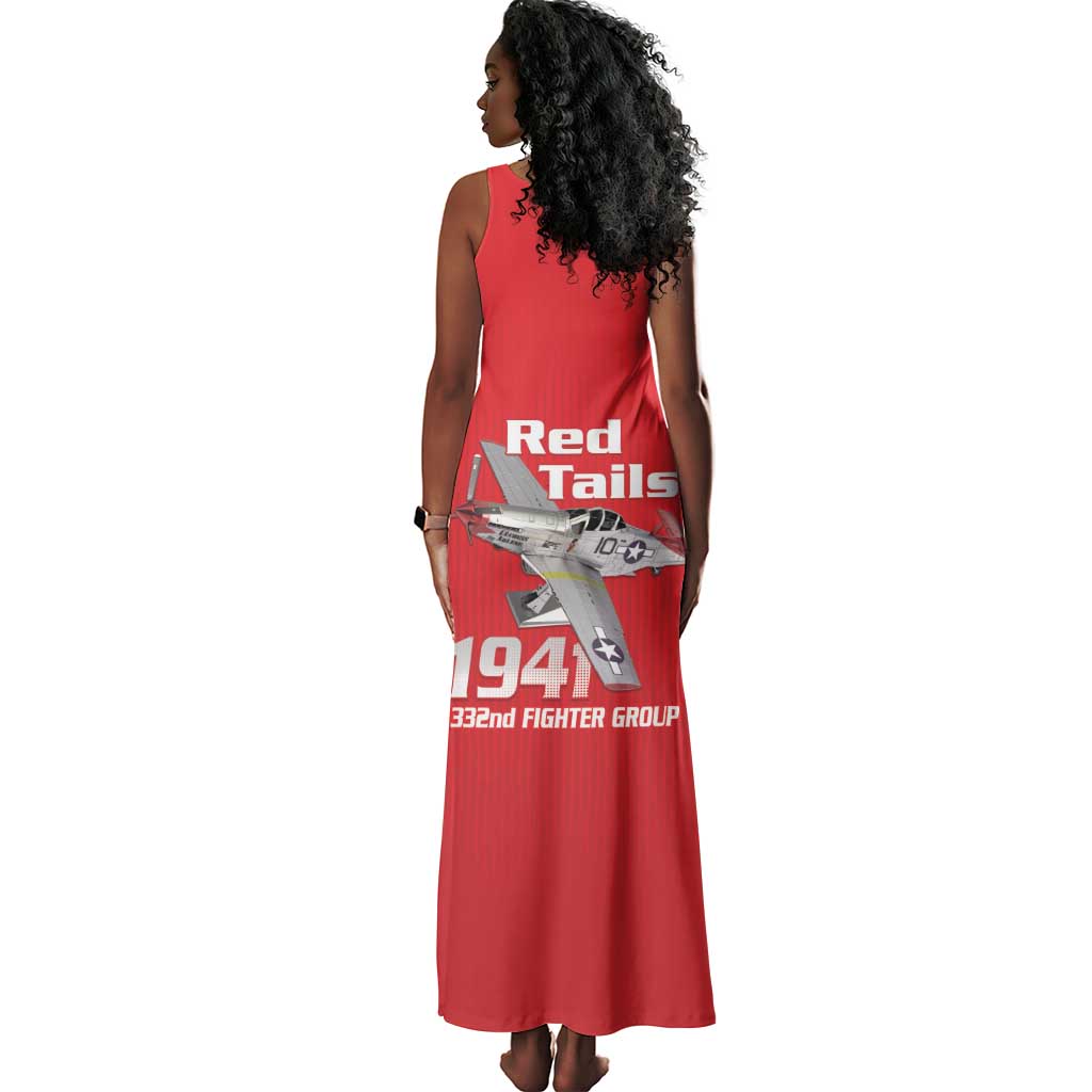 Tuskegee Red Tails Airmen Tank Maxi Dress 332nd Fighter Group - Red - African Pride