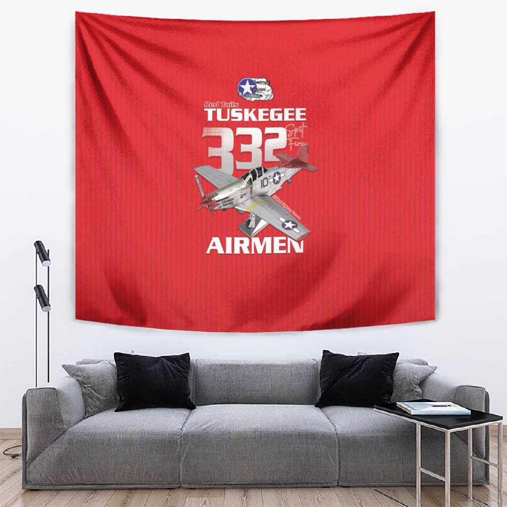 Tuskegee Red Tails Airmen Tapestry 332nd Fighter Group - Red - African Pride