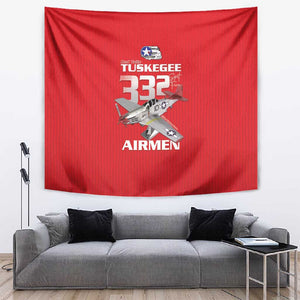 Tuskegee Red Tails Airmen Tapestry 332nd Fighter Group - Red - African Pride