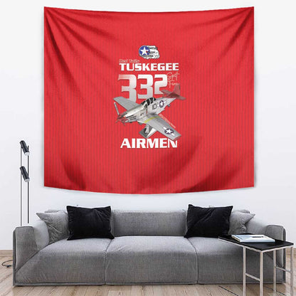 Tuskegee Red Tails Airmen Tapestry 332nd Fighter Group - Red - African Pride