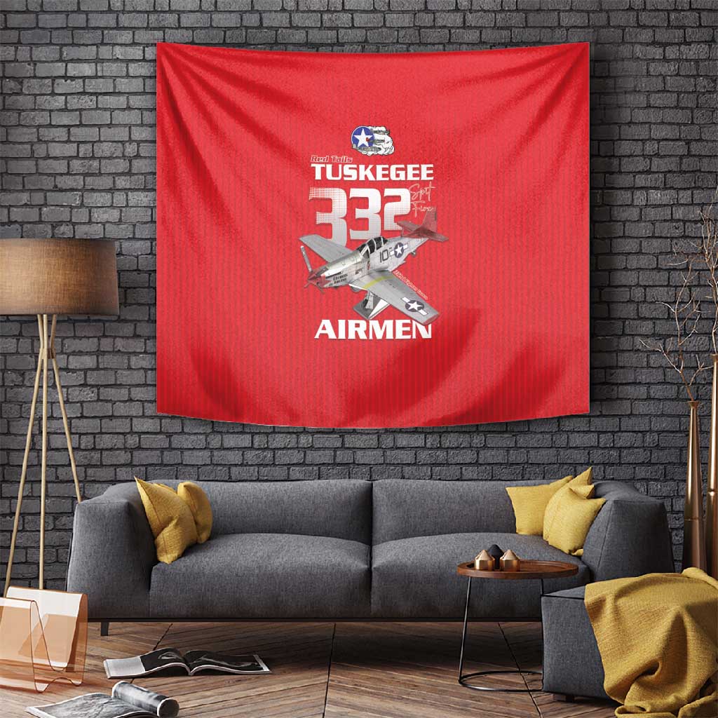 Tuskegee Red Tails Airmen Tapestry 332nd Fighter Group - Red - African Pride